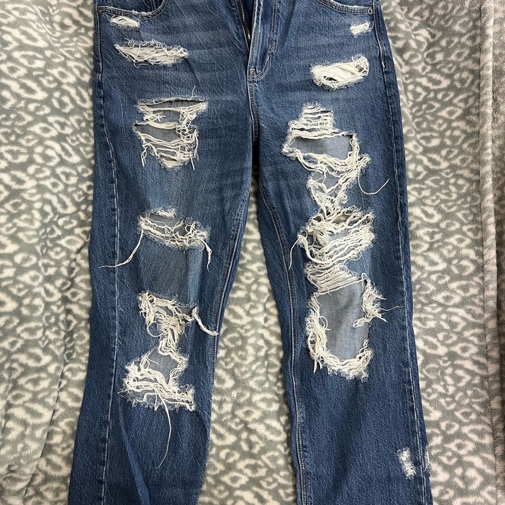 Women's Distressed Blue Jeans